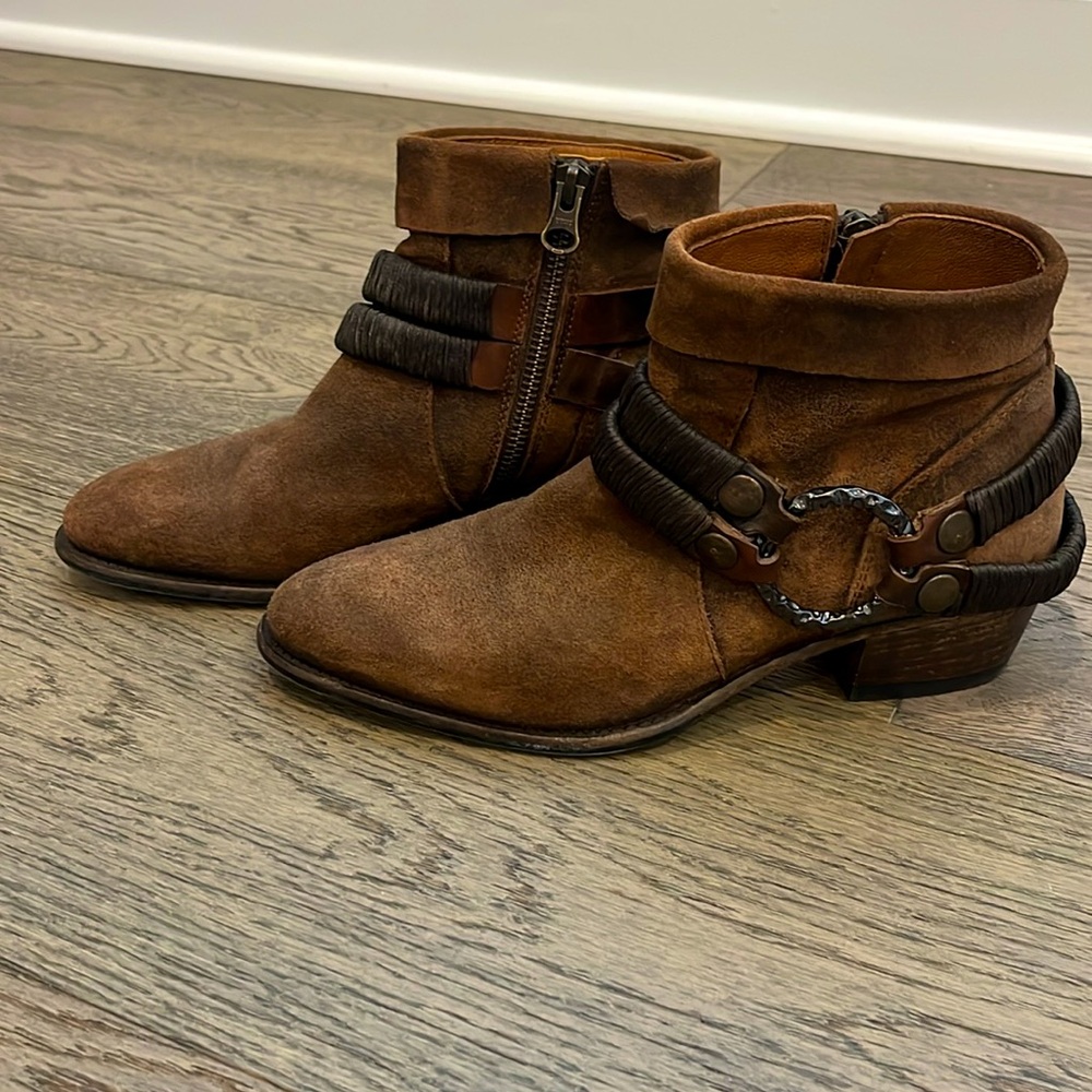 Sundance Womens Elida Burnished Brown Harness Ankle Booties Size 36 - Picture 2 of 8